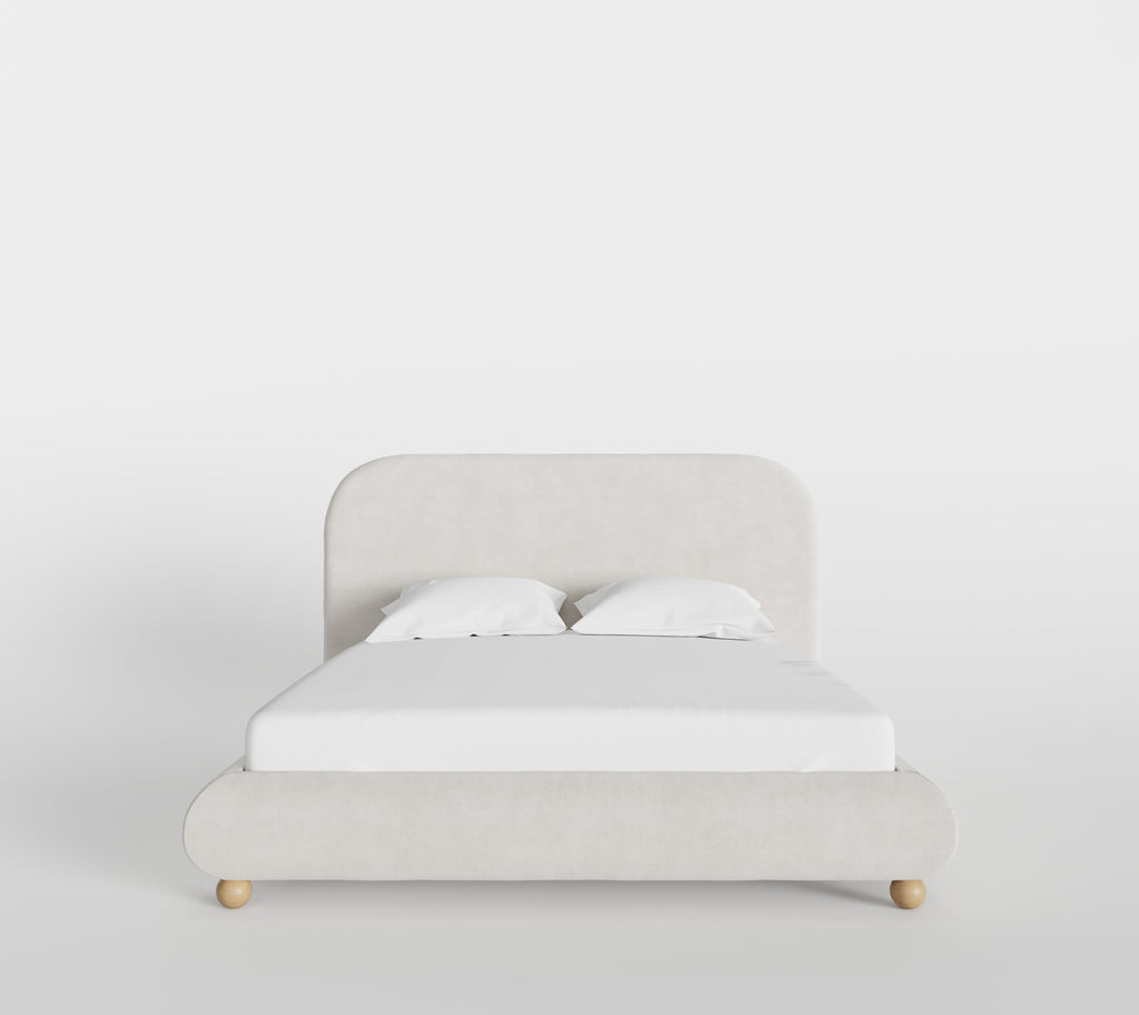 Viki Upholstered Bed in Off White