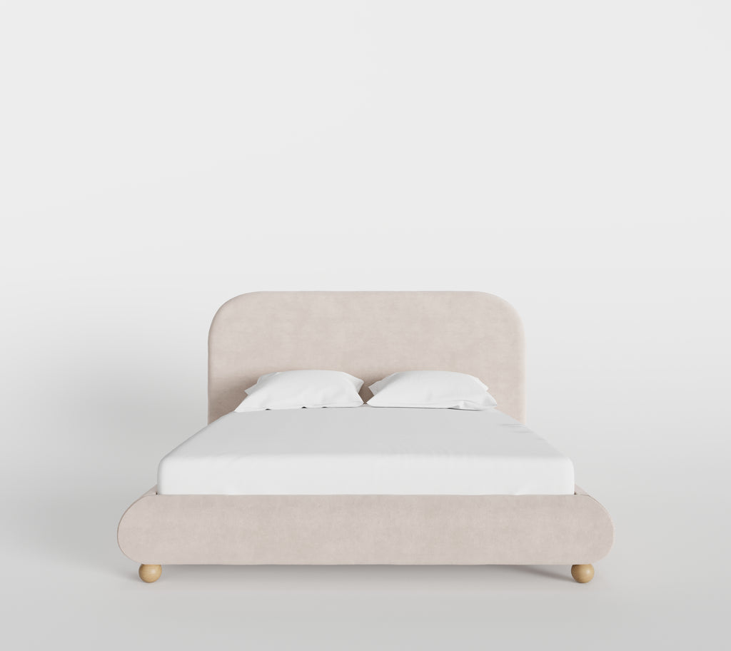 Viki Upholstered Bed in Tan