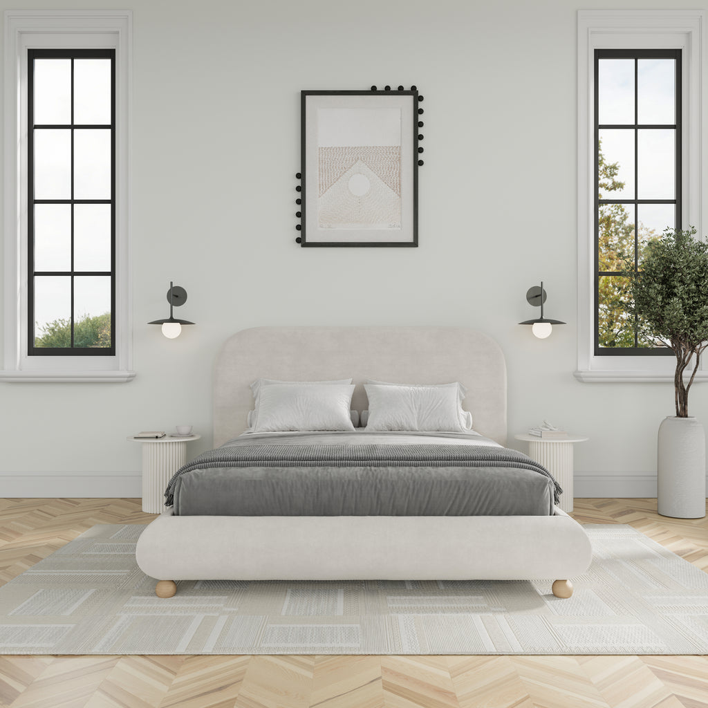 Viki Upholstered Bed in Tan