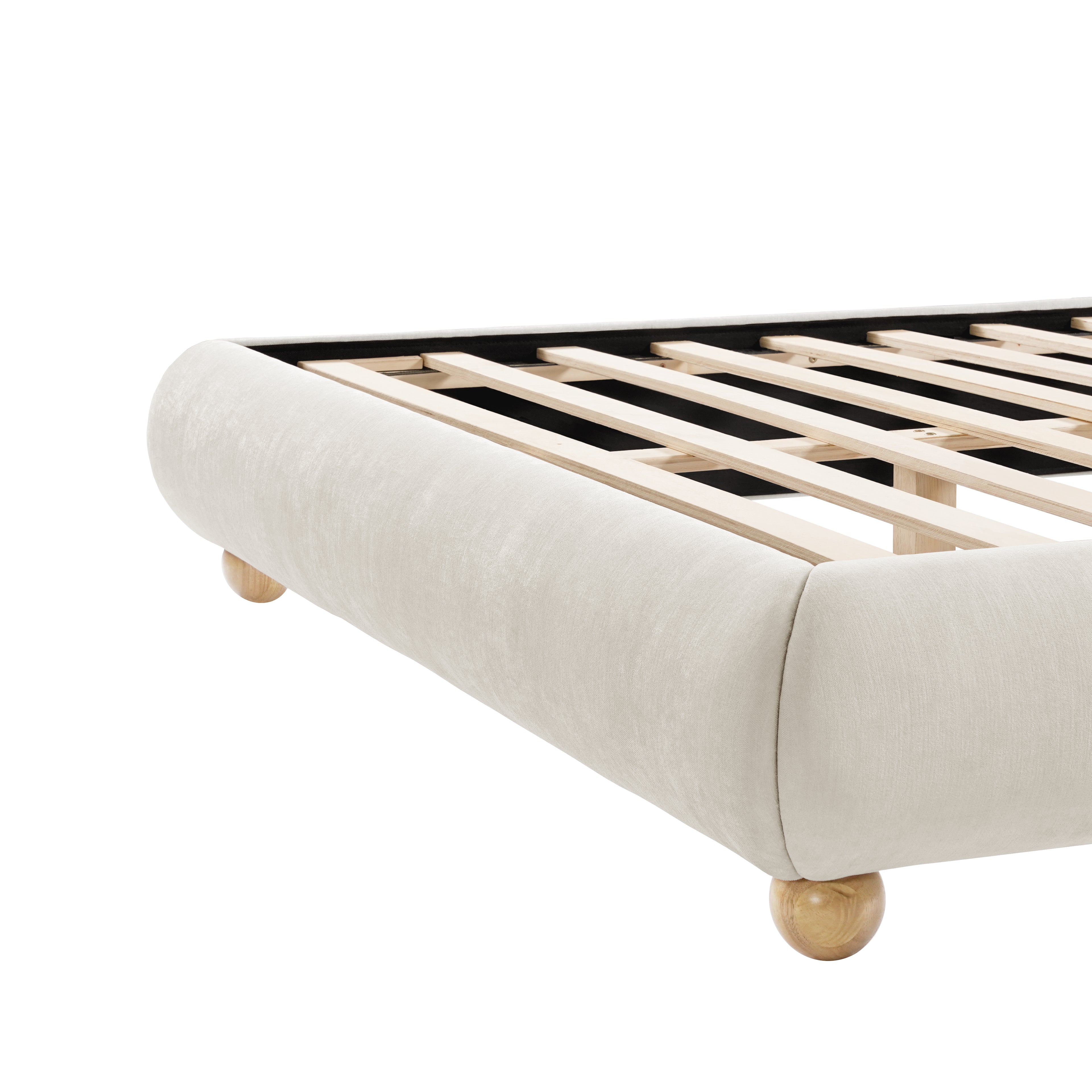 Viki Upholstered Bed in Tan