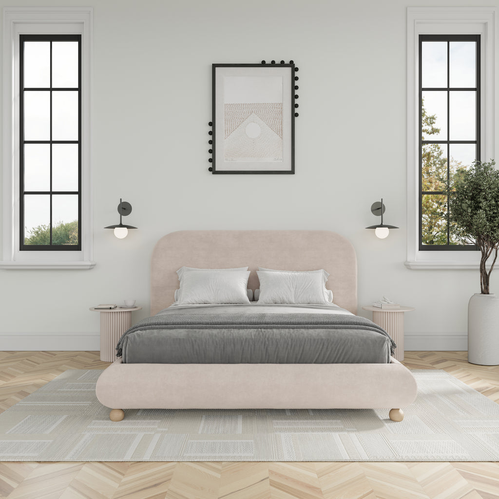 Viki Upholstered Bed in Tan