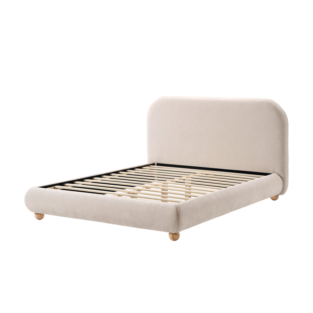 Viki Upholstered Bed in Tan