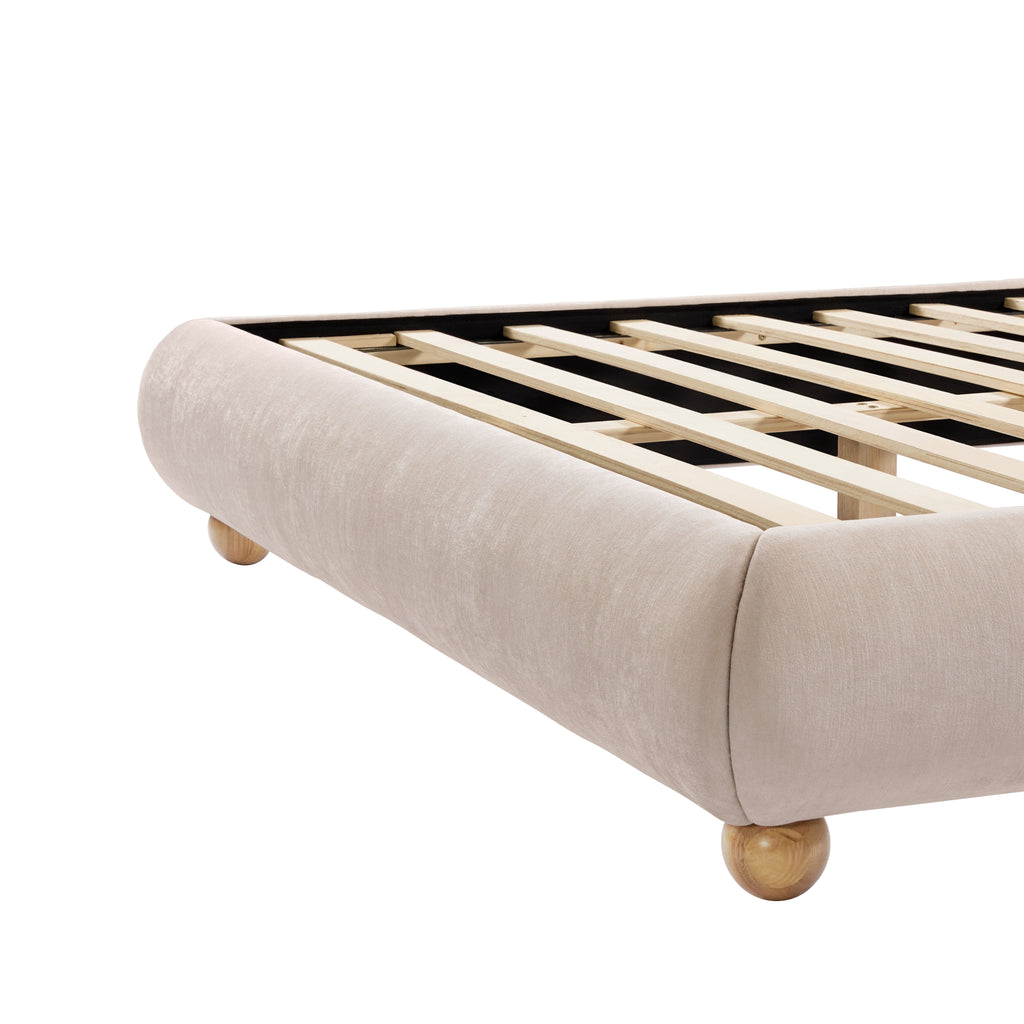 Viki Upholstered Bed in Tan